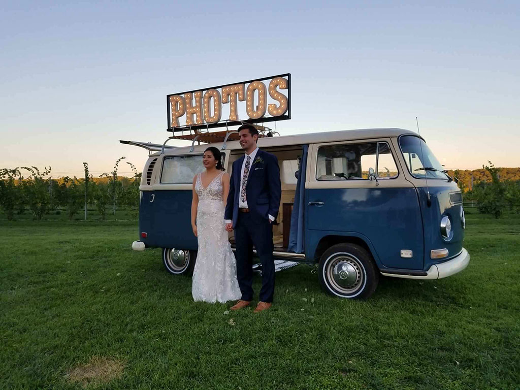 VW Photobooth Bus with Bride and Groom
